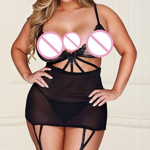 Womens underwear Lace Dress+G-string Transparent Women Lingerie Babydoll Bowknot Sleepwear Underwear lenceria sensual mujer E6