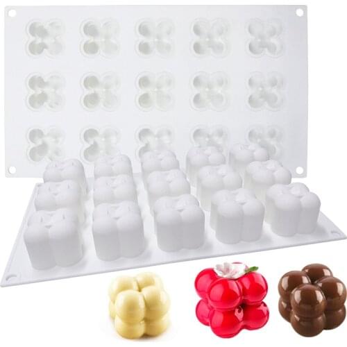 15 Cavitys Candles Aromatherapy Silicone Mould Rubiks Cube Mousse Cake Mould 3D Chocolate Hand-made Soap Candles Mold Tool