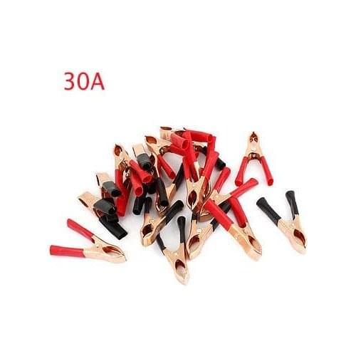 20 Pcs 75mm Plastic Covered Metal Alligator Clips Clamps 30A Red Black