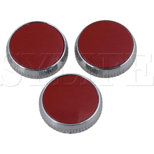 3Pieces Round 16MM Dia Trumpet Finger Buttons Chrome Plated Red Silver