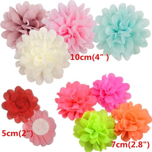 300pcs/lot Wholesale Girls DIY 2" Mini Chiffon Flowers Flat Back DIY For Kids Hair Clips Headband Hairclips 40 Colors TH50
