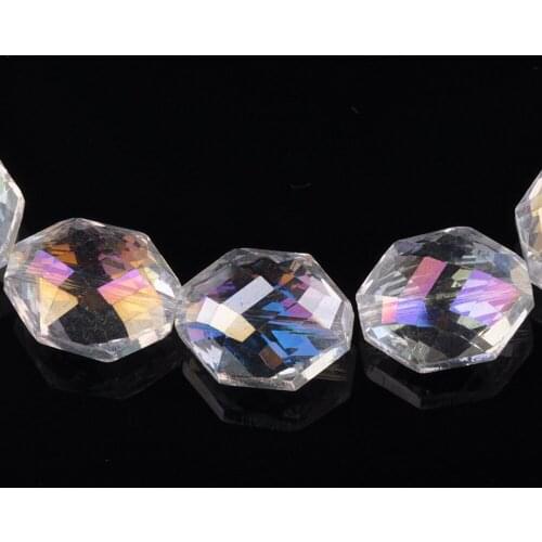 5pcs Clear AB 18x14mm Oval Faceted Crystal Glass Loose Beads for Jewelry Making DIY Crafts Findings