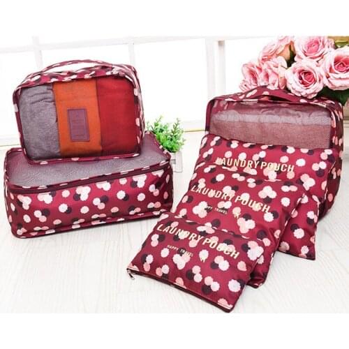 6Pcs/Set Travel Storage Bags Zipper Organizer Storage Bag For Clothes Luggage Packing Cube Organizer Suitcase Tidy Pouch
