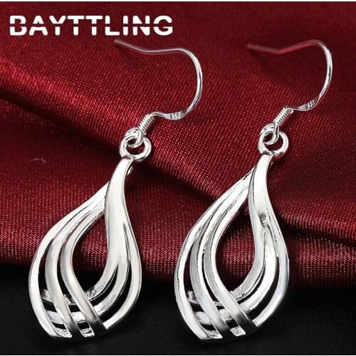 BAYTTLING 44MM 925 Sterling Silver Exquisite Corrugated Drop Earrings For Women Luxury Jewelry Engagement Party Gift