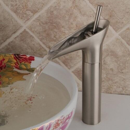 BECOLA Feel shipping Luxury brushed nickel faucet single handle single hole high quality waterfall bathroom faucet GZ-8007L