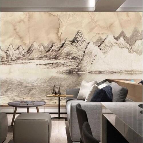 Milofi large wallpaper mural custom 3D Chinese hand-painted artistic mood ink landscape background wallpaper mural