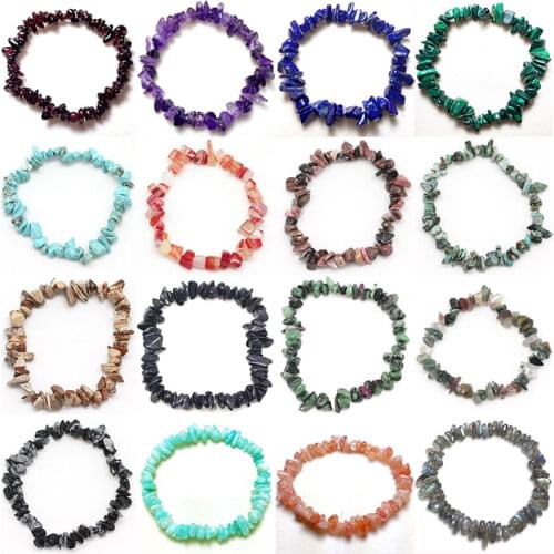 Hot 16 style choices Natural Stone Beads Garnet Agates Turquoises Irregular Bracelets Adjustable energy elastic rope size
