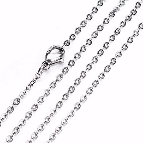 LOULEUR 10pcs/lot Stainless Steel Silver Color Open Link Chain With Lobster Clasps Metal Necklace Chains For Diy Jewelry Making