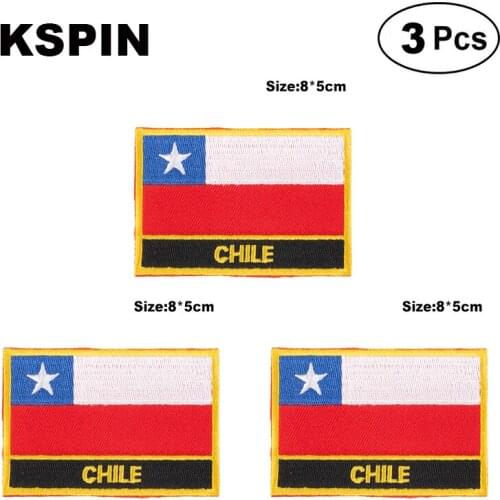 Chile Rectangular Shape Flag patches embroidered flag patches national flag patches for clothing DIY Decoration