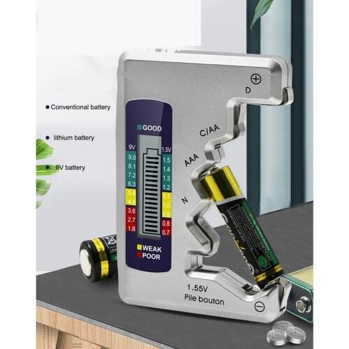 Digital Display Battery Tester 9V Battery Lithium Battery Tester LCD Battery Capacity Check Detector Capacitance Diagnostic Tool