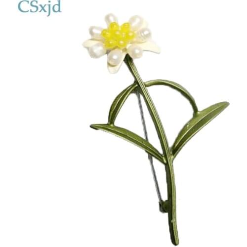 CSxjd Vintage Brooch Natural pearl branches carnations leaves Fashion Brooch pin Scarf Jewelry 2017 New