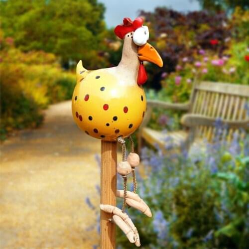 Yard Art Decor Chicken Garden Lawn Plug Hen Rooster Ornaments Hens Bird Statues Edge Seater Indoor Outdoor Backyard Decorations