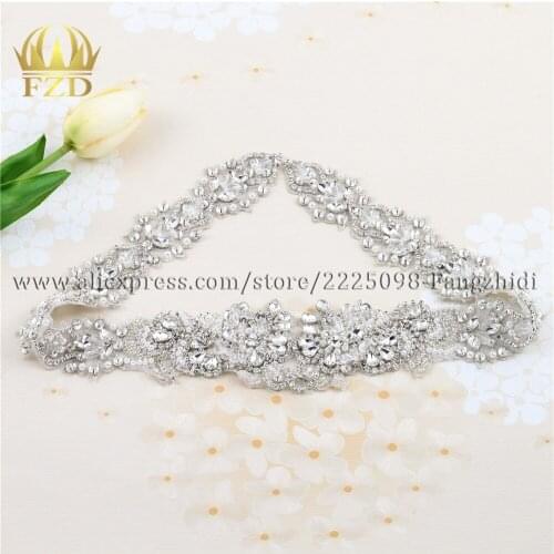 FZD10 Pieces Handmade Hotfix Cristal Diamante Rhinestone Beaded Applique for Garment Dresses Headbands Bridal Garters