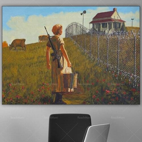 Graffiti art woman with guns Print Poster Wall art Game room Poster gift Poster hallway Display Living room print Home decor art