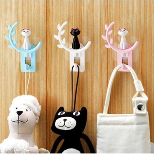 Innovative Cat Hook Storage Rack Hanger Bathroom Wall Sticky Hooks Kitchen wall Towel organizer key hook home decoration