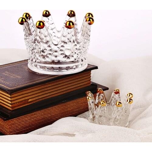 Ins Nordic Creative Crystal Glass Ashtray Personality Mini Crown Gold Aromatherapy Candle Holder Desktop Storage Cup