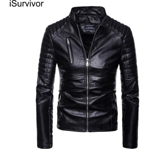 ISurvivor 2021 Boutique Punk Mens Motorcycle Motorcycle Zipper Leather Jacket Motorcycle Leather Motorcycle Rider Jacket