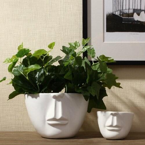Simple Face Picture Fleshy Indoor Pots Ceramic Home Decoration Creative Fleshy Ceramic Pots Vases Fleurs Pour Les Maisons