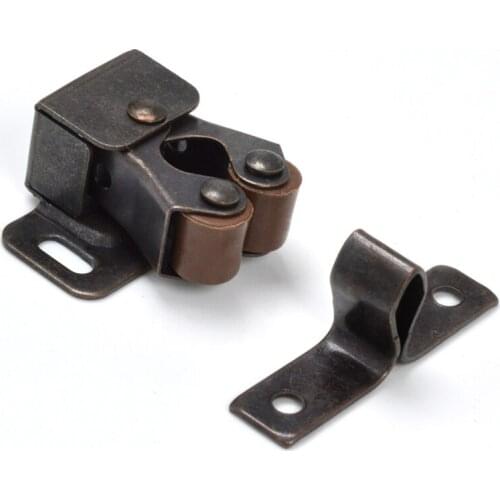 Short Feet Type Spring Door Stop Closer Stoppers Bronze Cabinet Catches With Screws Magnet Latch for Wardrobe Hardware Furniture