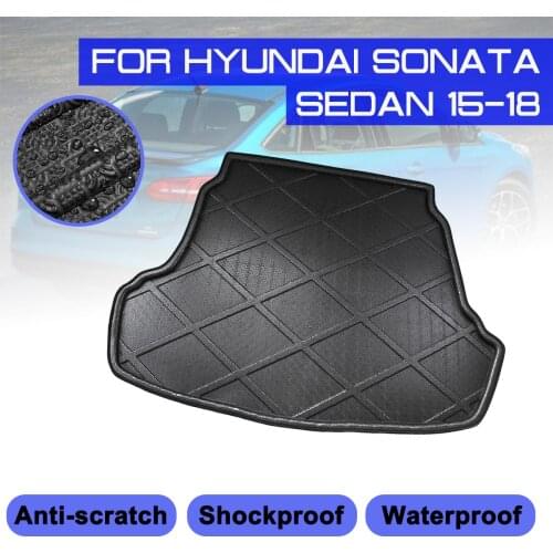 For Hyundai Sonata Sedan 2015-2018 Car Rear Trunk Boot Mat Waterproof Floor Mats Carpet Anti Mud Tray Cargo Liner