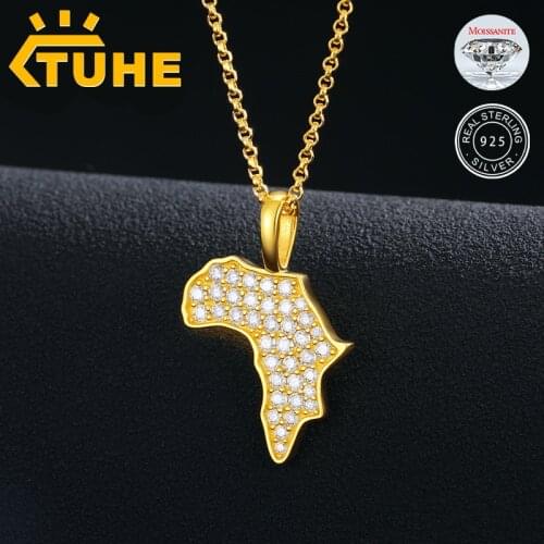 Fashion Moissanite Map Pendant Necklace Top Quality 100% 925 Sterling Silver For Mens Women Hip Hop Jewelry Drop Shipping