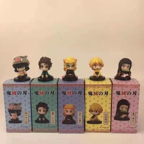 Cartoon ghost destroy Blade Q version Tanjirou Nezuko Agatsuma Zenitsu Kyoujurou Inosuke box egg hand to do anime figure