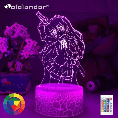 New Led Night Light Toradora Taiga Aisaka for Bedroom Decor Gift Colorful Nightlight Anime Waifu 3d Lamp Taiga Aisaka Toradora