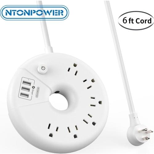 NTONPOWER USB Power Strip with 6 Ft Extension Cord US Plug 6 Outlets 3 USB Desktop Charging Station for Home office