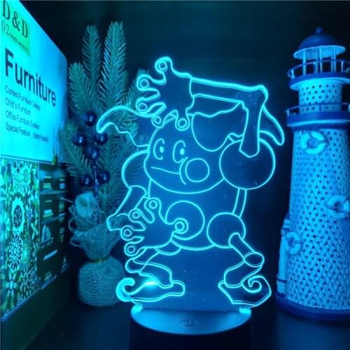 Pokemon Mr.Mime 3D LED Night Light Lampara Led Home Decoration Lighting Anime Figure Game Takara Tomy Decor Lights Neon Lampe