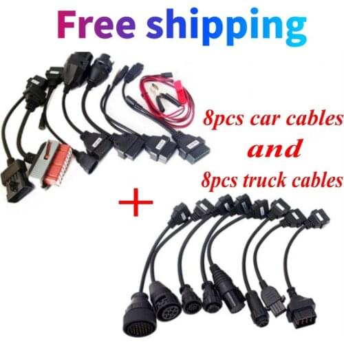 Full Set 8 pcs Car Cables 8pcs&Truck Cables for vd tcs cdp pro plus MVD Auto Cables for delphis vd ds150e cdp vdijk autocoms pro
