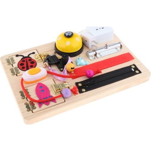 Portable Busy Board Bolts and Latch Zipper Practical Life Skills Educational Learning Speed Needs Sensory Board Toy for Toddlers