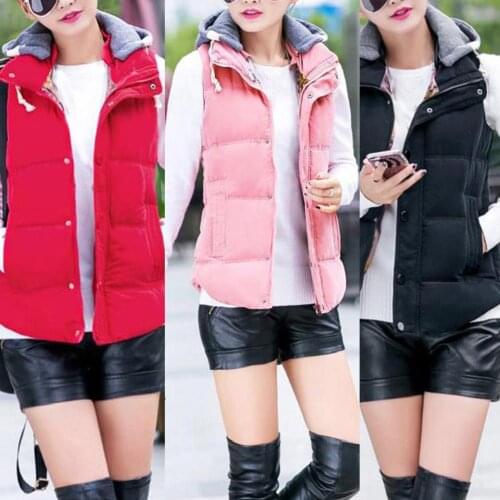 Casual Sleeveless Jacket Women Autumn Winter Vests Female Warm Thicken Hooded Jackets Cotton Waistcoat Down Vest Women Coats