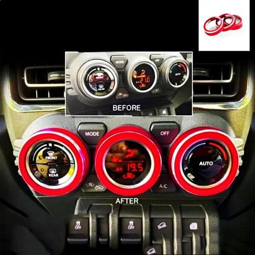 3x for Suzuki JIMNY JB64 JB74 2019 2020 2021 Aluminum Alloy AC Air Condition Switch Knob Button Ring Trim Cover Car Accessories
