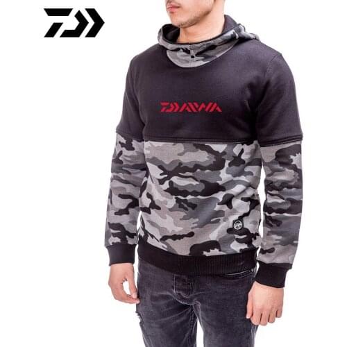 Fishing Hoodies Daiwa Sweatshirt Men Breathable Fishing Shirt Long Sleeve Fishing Clothing Camouflage Autumn Winter Outdoor