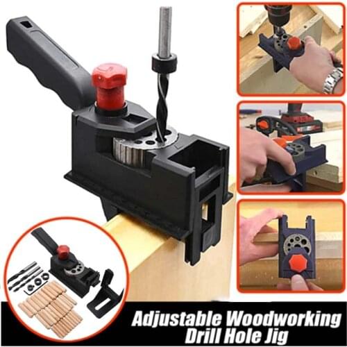 Wood Doweling Jig Hole Opener 3/12mm Hole Locator Drill Bits Pocket Hole Jig Carbon Steel Drilling Guide Locator Puncher Tools