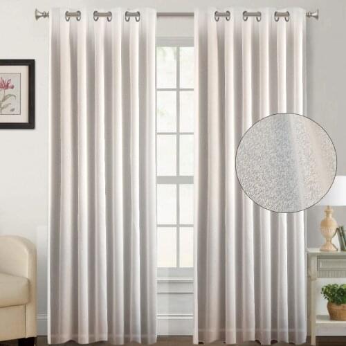 Modern Plain White Sheer Curtains, Snow effect, Sable Tulle, Curtains for Living Room Bedroom Voile Tulle Window Curtains