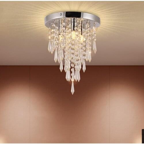 Modern Chrome Lustre Luxury LED Round Crystal Ceiling Light for Bedroom Living Dining Room Corridor Indoor Lighting Home Decor