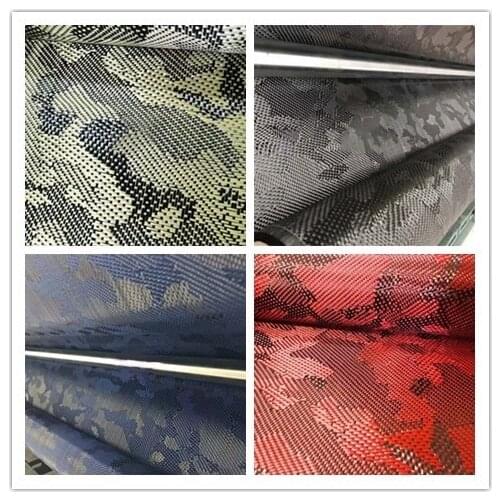 3K 240gsm blue black Camouflage pattern Carbon Kevlar fiber blended fabric cloth 20"/0.5m width x 1m length for motorbike refit