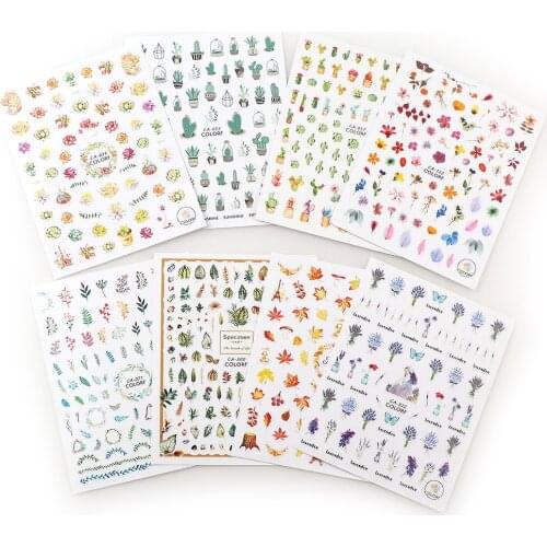 1Pc Thin Cactus Maple Leaf Lavender 3D Nail Art Sticker Colorful Leaf Self Adhesive Sticker 3D Manicure Sticker Nail Art Decor