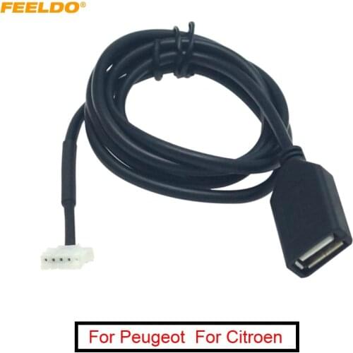 FEELDO Car CD Radio Audio Cable Plug To USB Adapter Conector For Peugeot 307 408 Citroen C4 C5 Data Wire #CT6156