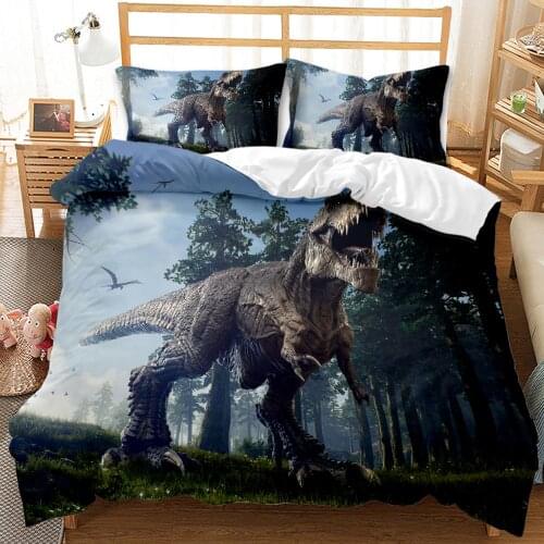 Jurassic Park 3D Dinosaur Bed Set Boys Kid Bedclothes Childrens Bed Linen Set Bed Duvet Cover AU EU Single for Teens Bedding set