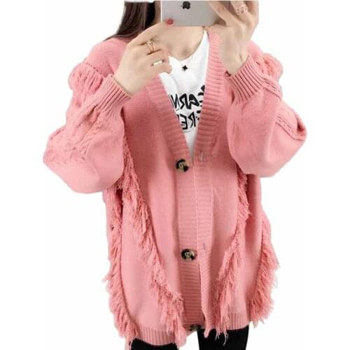 2019 Spring autumn fashion tassel knit cardigan jacket women loose sweaters thicken outerwear students casual tops female G506