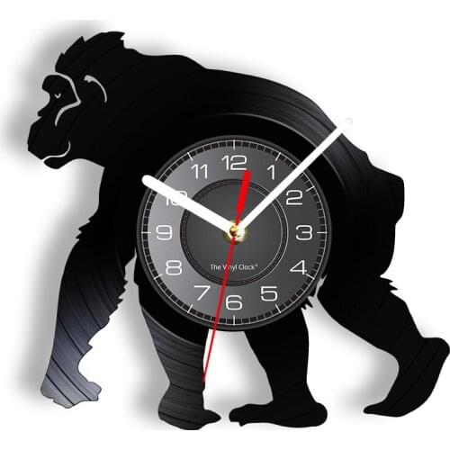 Monkey Art Chimpanzee Vinyl Music Record Wall Clock Wildlife Animal Home Decor Great Ape Silhouette Laser Cut Vinyl Wall Watch