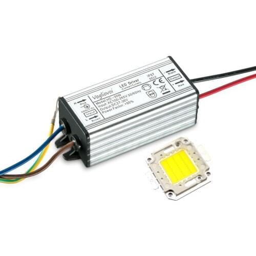 Vogliovoi 30W LED Transformer +Chip Low Current 85~265V Waterproof Aluminum 3000K/6500K For Floodlights Highbay DIY