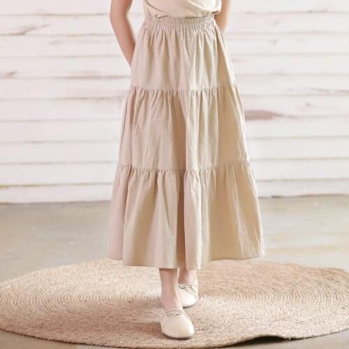 6 To 16 Years, Kids Skirts 2021 New Summer Girls Cotton Midi Skirt High Waist Elastic Mommy and Daughter Clothes Fresh,#6091