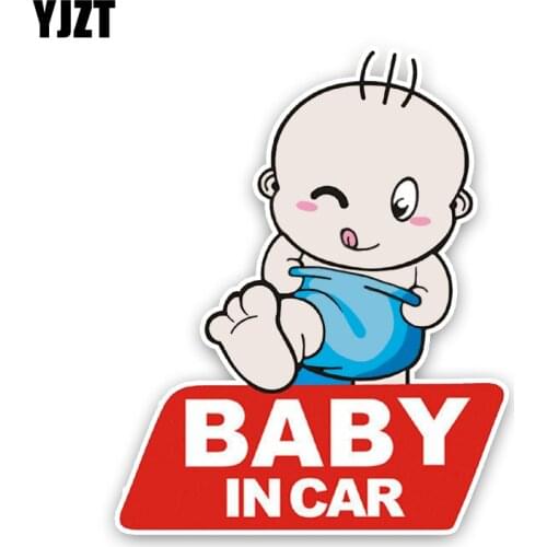 YJZT 13*16.2CM Cartoon Lovely BABY IN CAR On Graphic Colored Decoration Car Sticker Warning Sign C1-5519