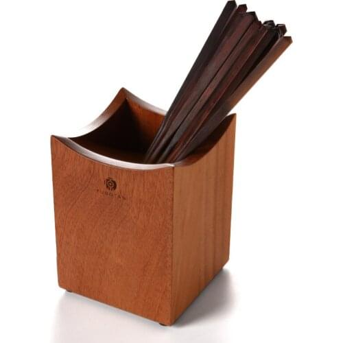YUSOTAN wooden chopsticks holder natural solid wood high capacity convenient comfortable touch kitchen wooden chopsticks tube