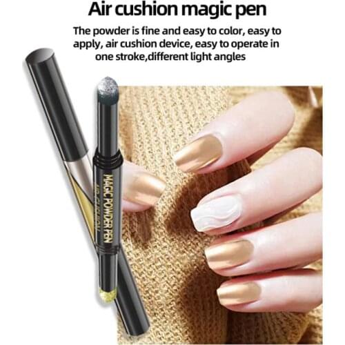12 Colors Mirror Powder Laser Effect Nail Cushion Pen Double Head Aurora Powder Nail Pencil Chrome Holographics Nail Beauty Tool