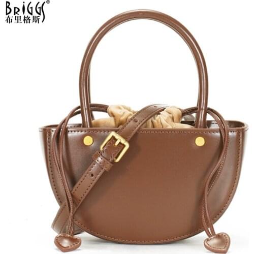 BRIGGS Fashion Casual Tote 100% Genuine Leather Handbag Women Shoulder Bag Black Green Lady Crossbody Messenger Bag High Quality