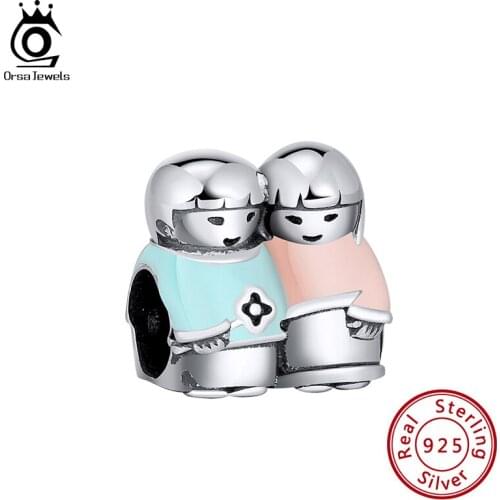 ORSA JEWELS 925 Sterling Silver Romantic Lover Charms Family Beads fit Bracelets for Women 2021 Jewelry Gifts CB17